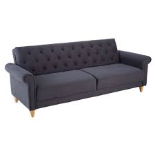 Ausziehbares 3 Sitzer Sofa Mit Anthrazitgrauem Stoffbezug Maisons Du Monde Sofas Grises Camas Sofa Cama