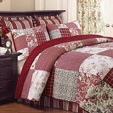 Free click + collect on all orders over $20. Cozy Line Home Fashions Eleanor Quilt Set Red Rose Real Patchwork 100 Cotton Reversible Coverlet Bedspread Wedding A Bedroom Red Quilt Sets Cotton Quilt Set