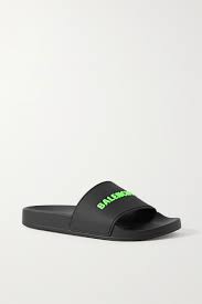 Black Piscine Logo Embossed Rubber Slides Balenciaga Net A Porter