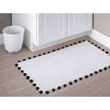 Black And White Bath Rug Set Idesign Pom Pom Cotton Bath Rug 21 X 34 Black And White Walmart Com In 2020 Cotton Bath Rug White Bathroom Rug Bath Rug