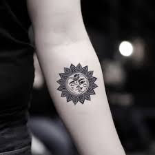 Tattoo design that is not disposed in circles. Amazon Com Moon Sun Mandala Temporary Fake Tattoo Sticker Set Of 2 Www Ohmytat Com Beauty Personal Care