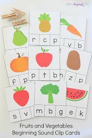 Fruits And Vegetables Beginning Sound Clip Cards Healthy Habits Preschool Clip Cards Alphabet Activities
