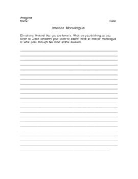 Antigone Interior Monologue Writing Assignment Writing Assignments Antigone Journal Writing