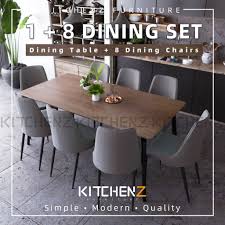 Welcome to fiori (malaysia) sdn. Kitchenz Modern Dining Table Set 1 Table 8 Dining Chairs Hmz Fn Dt T01 18090 Db Shopee Malaysia