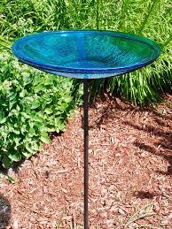 What are the shipping options for achla designs bird baths? Crackle Glass Teal Bird Bath By Achla Gardener S Supply Glass Bird Bath Bird Bath Bird Bath Garden