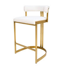 Ballantine Counter Stool In White Leather Brass Counter Stools Stool Leather Upholstery