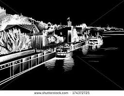 Architecture Black And White Building Drawing Architectural Sketch Of White Ink And Pencil On Black Paper Plein Air Cityscape White Lines On The Black Ba Black Paper Drawing Paper Architecture White Ink