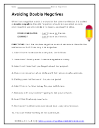 double negative worksheets