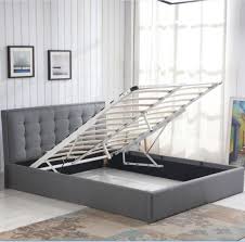 This bed does not need a box spring. China Bedroom Furniture Gas Lift Up Storage Gray Fabric Single Double Queen King Size Bed Frame Storage Beds China Bed Furniture
