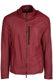 Emporio Armani Men S Leather Outerwear Jacket Blouson New Red F54 Leather Outerwear Armani Men Mens Outfits