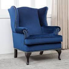 rosdorf park shamar velvet wingback chair wingback chair blue sofa chair accent chairs