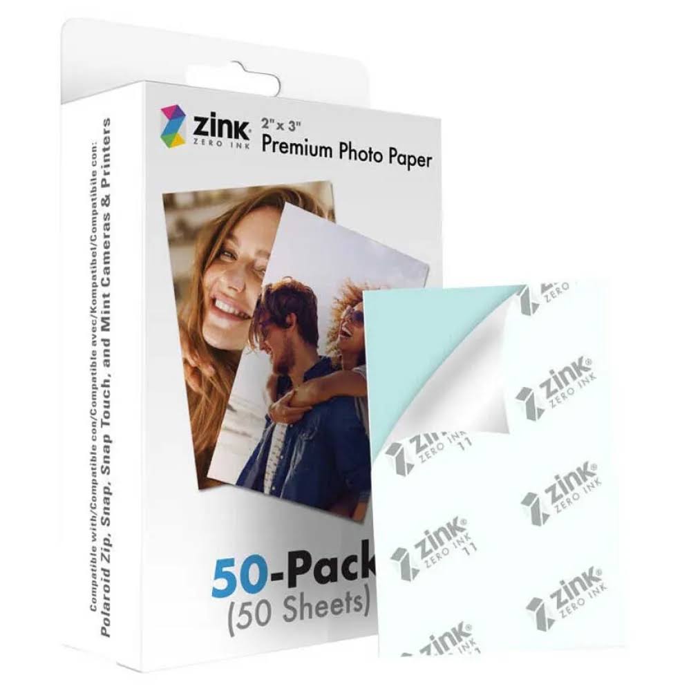 Zink 2 x 3 Premium Glossy Instant Photo Paper 50 Pack Compatible with Polaroid Snap