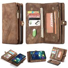 Lg G8 Thinq Black Simicoo Lg V40 Thinq Leather Wallet Zipper Purse Detachable Card Slots Holder Flip Case Magnetic Handle Shockproof Cover Pocket Wallet Handbag For Lg V40 Thinq Flip Cases
