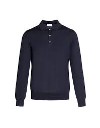 essential navy blue long sleeved polo shirt