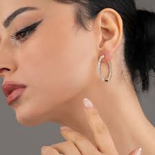 Pendiente de aro, Pendiente de plata, Regalo del día de la madre, Anillo  brillante, Pendiente nupcial, Pendiente versátil, Pendiente de piedras de  diamantes americanos