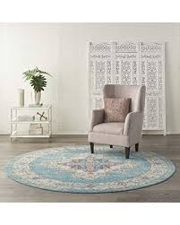 Amazing Deals On Nourison Psn03 Passion Bohemian Chic Light Blue Area Rug 8 Round Xround