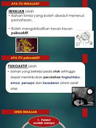 Jenis bahan inhalan boleh dibahagikan kepada 4 jenis iaitu pelarut mudah meruap, gas, aerosol dan _. Pendidikan Kesihatan Tahun 5