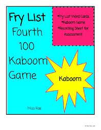 Fry List Fourth 100 Kaboom Game And Recording Sheet Recording Sheets Teaching Special Education Word Cards