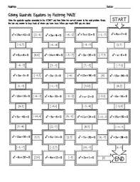 Maze Solving Quadratic Equations By Factoring Algebra Quadratics Solving Quadratic Equations Quadratic Equation