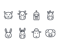 Set Of Outline Stroke Farm Animal Icons In 2020 Animal Icon Animal Outline Cow Icon