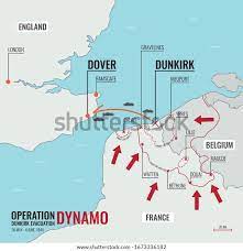 A map legend is a side table or box on a map that shows the meaning of the symbols, shapes, and colors used on the map. Dunkirk Evacuation Operation Dynamo During World Stock Vector Royalty Free 1673336182
