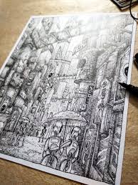 Rainy City Drawing City Drawing City Art Hand Art Drawing