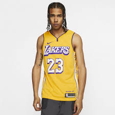 Is it possible that tyga got a lebron lakers jersey before lebron did? Los Angeles Lakers Lebron James City Edition Swingman Jersey Amarillo James Lebron