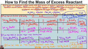 The mass of excess reactant. How To Calculate The Mass Of Excess Reactant Left Over In A Chemical Reaction Youtube