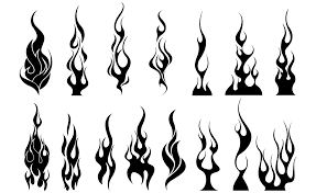 Black And White Flames Vector Flames Vector Pack Flame Tattoos Flame Art Drawing Flames