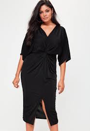 Missguided Curve Slinky Kimono Midi Dress Black Plus Size Outfits Flattering Outfits Midi Dress Plus Size