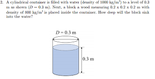 The density of water = 1000 kg/m 3 thus, the density of water is 1000 kg/m 3. A Cylindrical Container Is Filled With Water Density Chegg Com