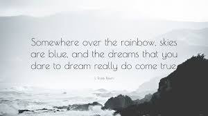 There is a reason blue is named most often as a favorite color. L Frank Baum Quote Somewhere Over The Rainbow Skies Are Blue And The Dreams That You