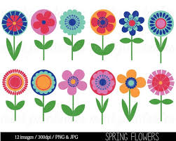 Related free clip art, vector & psd graphics. Flower Clipart Clip Art Bright Flowers Retro Vintage Etsy