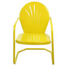 Powder coating finish extends the life of the furniture, making it more resistant to rust, chips and fading while exposed to the outdoor elements. 34 Yellow Outdoor Retro Metal Tulip Armchair Walmart Com Walmart Com