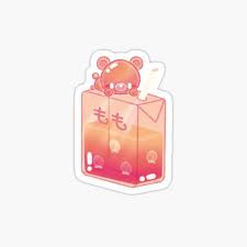 Aesthetic Peach Juice Box With Bear Sticker By Piccola Arts In 2021 Coloring Stickers Kawaii Stickers Japanese Drinks