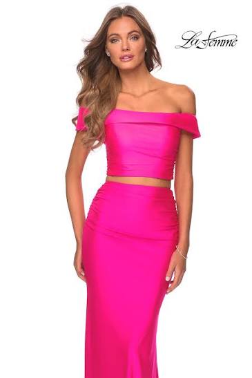 Matching co-ord pink two-piece prom dress set