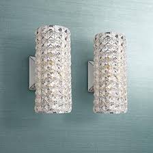 Possini euro hanging crystal 7 3/4 wide chrome wall sconce. Crystal Sconces Lamps Plus