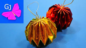 что можно сделать на новый год из цветной бумаги Novogodnij Origami Sharik Na Elku Myach Origami Rozhdestvenskie Podelki Idei Dlya Podelok