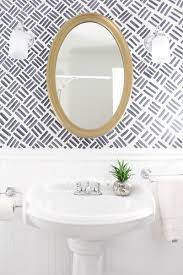 Small Bathroom Makeover Before After With Modern Masters Paint Wallpaper Accent Wall Bathroom Small Bathroom Makeover Bathroom Makeover
