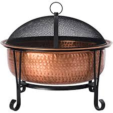 If you don't need a complete fire pit but still need to contain the fire, such as when camping, a fire ring can be placed around it but directly on the ground, so your fire is created on the ground. Pure Garden 50 Lg1204 Round Large Copper Colored Steel Bowl Mesh Spark Screen Log Poker Grilling Grate 30 Outdoor Deep Fire Pit Brown Patio Lawn Garden Fire Pits Outdoor Fireplaces