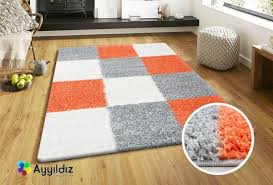 Ayyildiz Life Shaggy Kareli Hali 100 Pp Shaggy 30mm 2000gr Turuncu 1501terra Kids Rugs Rugs Decor