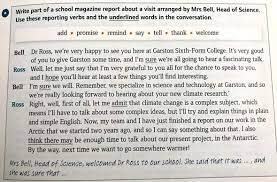 Conchita ist ein musterbeispiel dafür in unserer she must be a paragon of how people in the new member states view the internal market and i think that her report also reflects this and draws on it. Kann Mir Jemand Helfen Ein School Magazine Report In Englisch Zu Schreiben English
