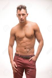 This movement targets your side abs, or obliques, as described by exrx.net. Young Man Shirtless Pants Body Muscular Model Isolated White Stock Photo Picture And Royalty Free Image Image 71746784