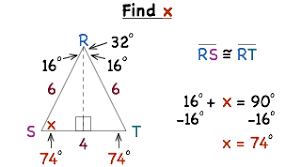 So if you have x as one of the angles opposite and a vertex angle of x + 30, the other opposite angle is also x, so x + x + x+ 30 = 180 which you can solve. How Do You Find Missing Angles In An Isosceles Triangle Using Right Triangles Printable Summary Virtual Nerd