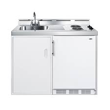 Check spelling or type a new query. Summit C48el 48 Wide All In One Kitchenette With 2 Burner Coil Cooktop Sink With Faucet Cabinet And Refrigerator With Freezer Compartment 120v