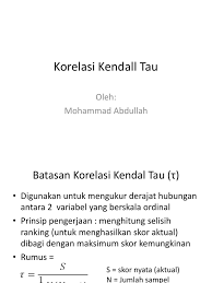 Contoh soal korelasi spearman rank. 7 Korelasi Kendal Tau