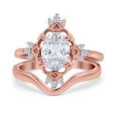 Two Piece Art Deco Engagement Ring Simulated Cubic Zirconia 925 Sterling Silver Art Deco Engagement Ring Rings Sterling Silver