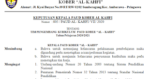 Lampiran surat keputusan direktur perguruan tinggi raharja. Sk Tim Pengembang Kurikulum Tpk Paud Tk Kober Berbagai Ilmu Dan Informasi