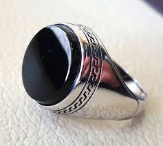 Aqeeq Natural Agate Onyx Stone Round Black Flat By Abumariamjewels Mens Gemstone Rings Men S Jewelry Rings Rings For Men