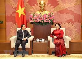 Chairwoman of the national assembly of vietnam. Chá»§ Tá»ch Quá»'c Há»i Nguyá»n Thá» Kim Ngan Tiáº¿p Ä'áº¡i Sá»© Lao